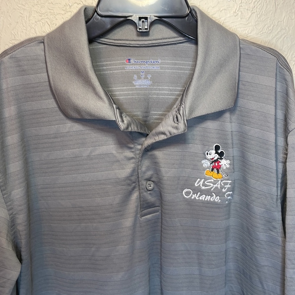 Champion Gray USAF Orlando, FL Mickey Mouse Polo Shirt